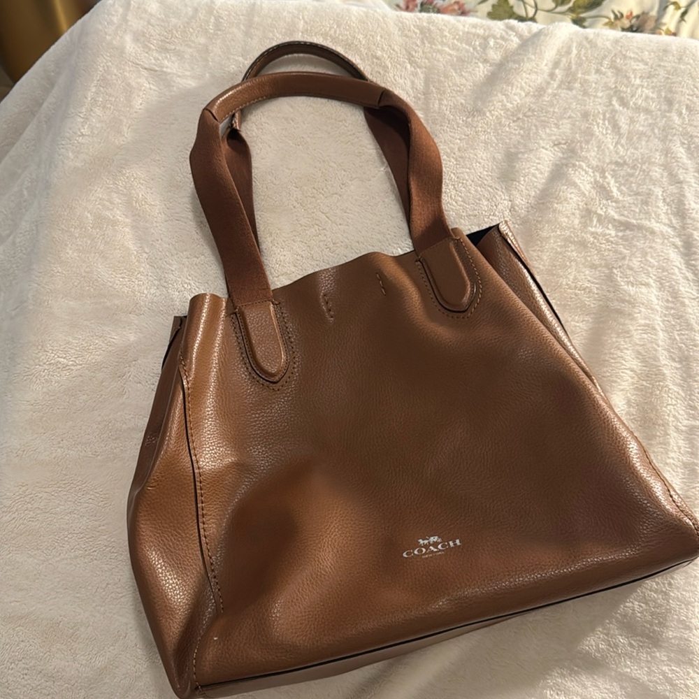 Authentic brown leather coach bag!
